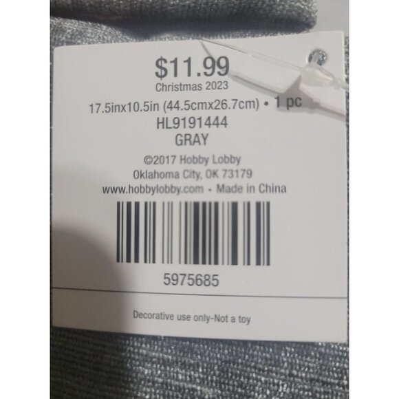 Silver Velvet Christmas Stocking with Jingle Bells Holiday Mantel Décor 17.5' - Picture 4 of 5